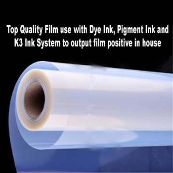 Clear WaterProof Inkjet Film，17"x100' for screen Printing positives 