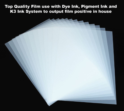 Waterproof Inkjet Screen Positive film 11" x 17" 200 sheets 